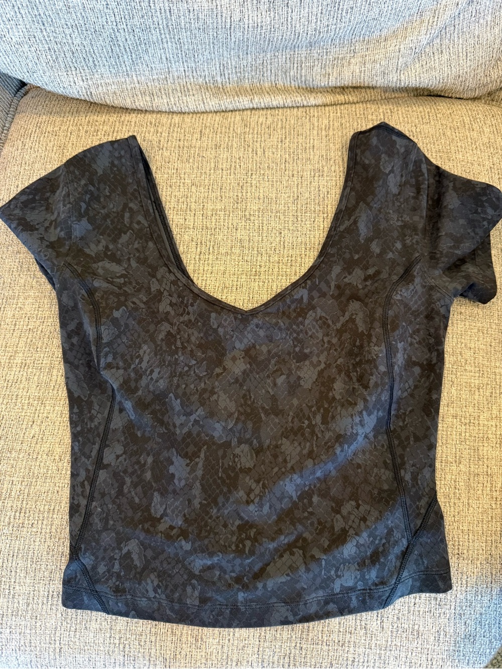 lululemon athletica Black Print Scoop Crop Top